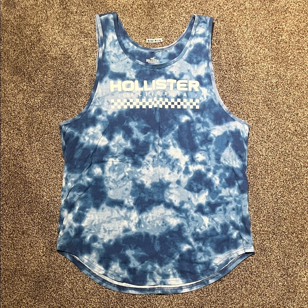 Hollister Blue and White Tie-Dye Tank